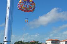 Parasailing above the Caribbean Sea