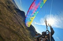 Tandem Paragliding over the Rugged Lava Fields at Blue Mountains