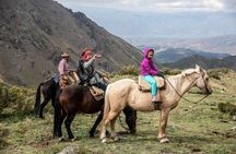 Horseback riding at sunset in the Andes