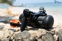 Snorkeling with underwater scooter in Taha’a lagoon from Raiatea