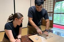 Making Soba noodles at Temple