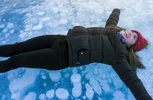 Canadian Rockies Abraham Lake Ice Bubbles Helicopter Tour 