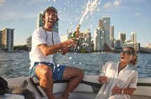 Boat Rental Miami with captain and champagne