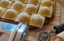 Traditional pasta rolling in an ancient Tuscan home