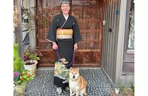 Private Kimono Stroll in Toyama City Possibly with a Shiba Inu