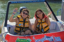 Jungle Tour In Cancun, drive a speedboat through the lagoon with your companion