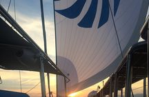 Catamaran sailing at sunset with tapas Palma de Mallorca