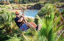 Coconut Cove Private Beach with ATV and Ocean Zipline Combo Tour