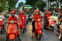 Vespa Female Ao Dai riders Night Street Food + Train Street Tour