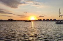 Sailing with sunset and swimming in the sea