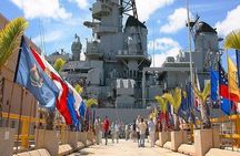 Battleships of WWII at Pearl Harbor from Waikiki