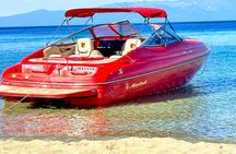 Luxury boat tour of Emerald Bay in the Grateful Red
