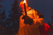 Winter Forest Walk and Campfire by Torchlight in Oslo