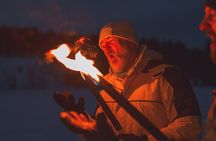 Winter Forest Walk and Campfire by Torchlight in Oslo