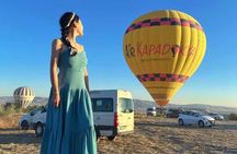 Göreme Valley photo session with flying dress and balloons