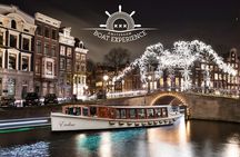 Amsterdam Light Festival: Canal Cruise Covered Saloon Boat
