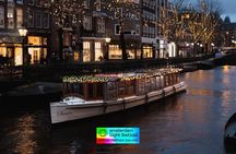 Amsterdam Light Festival: Canal Cruise Covered Saloon Boat