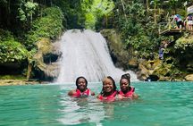 Blue Hole Secret Falls and Calypso River Tubing from Falmouth 