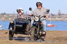 Saint Malo and Saint Servan in vintage sidecar with driver