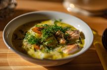 Ice Fishing in a small group with snowshoeing and salmon soup