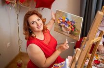 Art and Wine Sip and Paint Party in an Art Studio in Riga