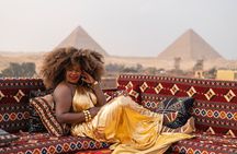 Pyramids of Giza Flying Dress Photoshoot from a Rooftop