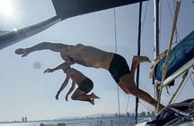 Barcelona Badalona Sailboat Tour Snack Drinks Swimming Sunset