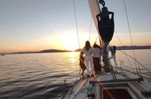 Barcelona Badalona Sailboat Tour Snack Drinks Swimming Sunset