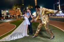 Gold Elvis Wedding or Vow Renewal at Las Vegas Sign