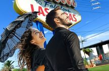 Goth Wedding or Vow Renewal at Vegas Sign with Props and Photos