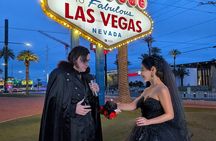 Goth Wedding or Vow Renewal at Vegas Sign with Props and Photos