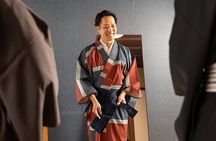 Men's Kimono Lesson and Shopping in Kyoto