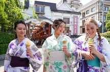 Explore Asakusa Traditions and Food in a Kimono