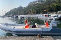 Tour of the Gulf of Cagliari with snorkeling stops and aperitif.
