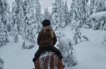 Horse ride to the snowy hill