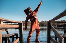 Daytime Arctic Autumn Lake Floating in Rovaniemi Small Group
