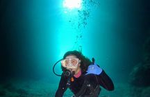 Boat entry diving at the Blue Cave in Onna Village, Okinawa!