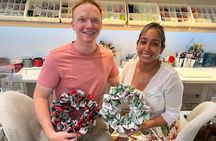 Handmade wreath experience using tatami mat edges in Tokyo