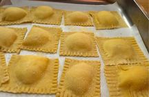 Course of pasta Fettuccine and Ravioli with Truffle, Tiramisu and Wine