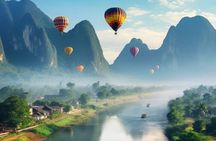 Vang vieng Shared Tour:Longtail boat,Hot Air Balloon,pick-up