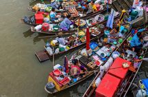 Damnoen Floating Market Maeklong Rail and River Kwai Bridge