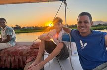 Amazing sunset felucca in luxor 