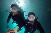 Boat entry diving at the Blue Cave in Onna Village, Okinawa!