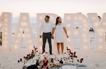 romantic picnic with a view of the caribbean sea