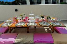 romantic picnic with a view of the caribbean sea