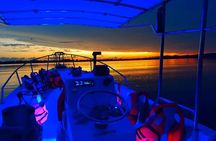 Sunset in the manialtepec lagoon with bioluminescence