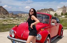 Romance on Wheels: Vintage Car Sunrise Ride with Balloon Views