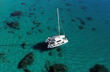 Catamaran tour stops bathing and snorkeling toast with prosecco