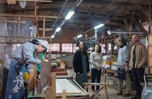 Gilded Washi Tapestry Making and Paper factory tour in Uchiko