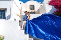 Couple Flying Dress Photoshoot Santorini with Pick up